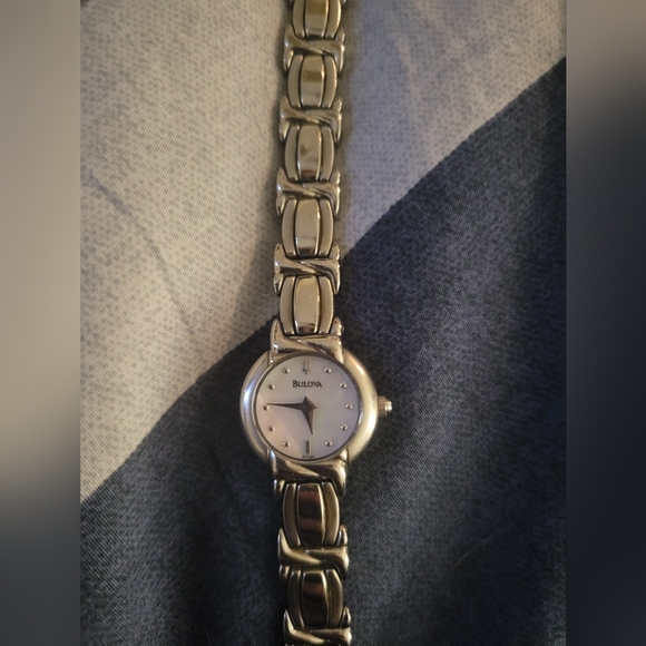 Bulova Accessories - Sized Bulova Watch, Sterling Silver, Mother of Peral Face
